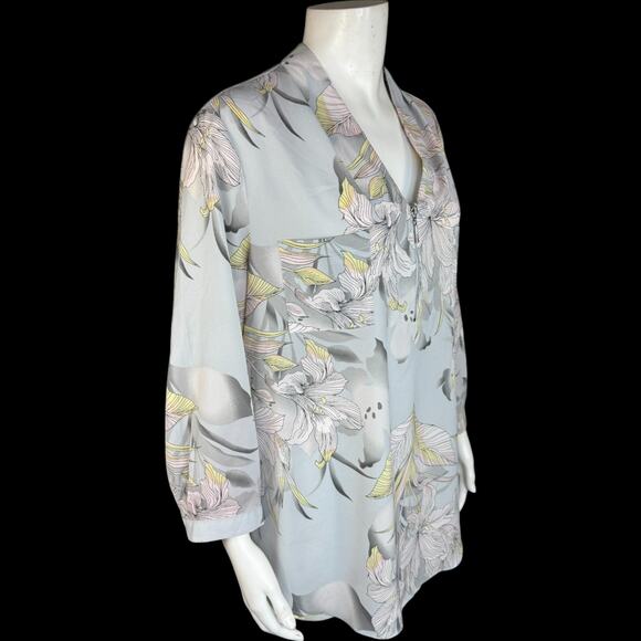 Jaclyn Smith Collection Women's XL Balloon Sleeve Lightweight Blouse Zip-Front - Picture 11 of 14